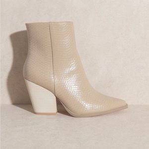 Beige Leather Booties